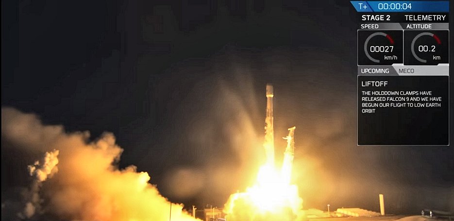 カリフォルニア州バンデンバーグ空軍基地から打ち上げられたイリジウム衛星搭載「ファルコン9」（22日、スペースX提供）