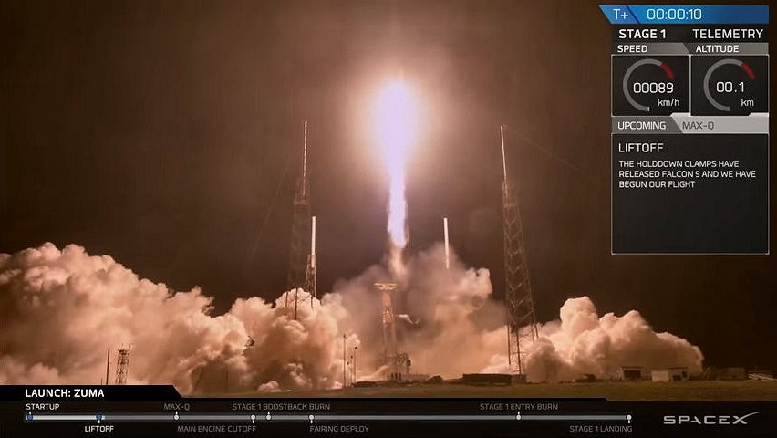 衛星を搭載し7日に打ち上げられたスペースXの「ファルコン9」ロケット（スペースX提供）